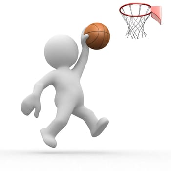 3d human basketball player trying to score