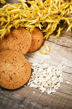Oatmeal cookies and cereal on the kitchen table
