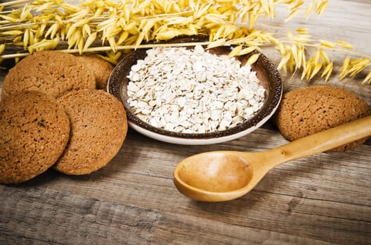 Oatmeal cookies and cereal on the kitchen table