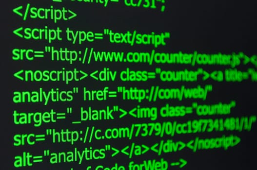 Closeup of Web Code on Computer LED Screen