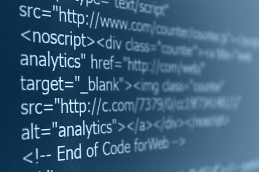 Closeup of Web Code on Computer LED Screen