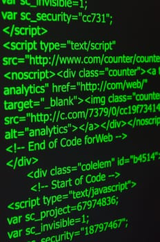Closeup of Web Code on Computer LED Screen