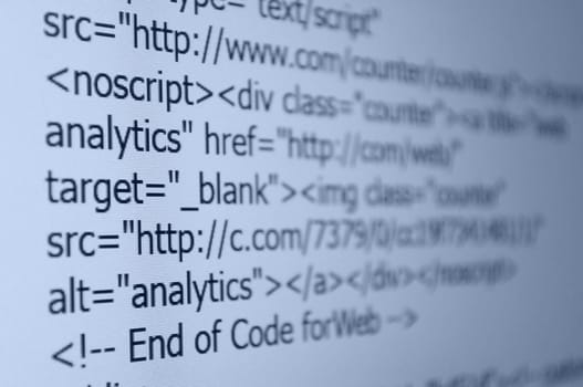 Closeup of Web Code on Computer LED Screen