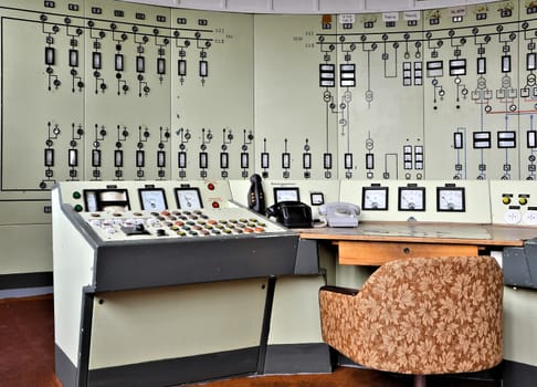 Control center in a disused factory