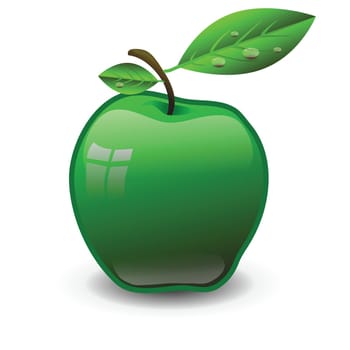 colorful illustration with  green apple for your design