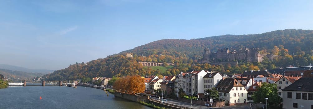 The famous castle in Heidelberg, Germany. View from the bridge underneath