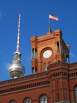 Berlin city hall and tv tower