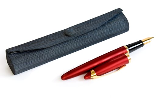 photo of the waterman ink pen with open cap and case isolated on white