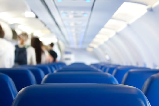 passangers leaving plane after successful landing