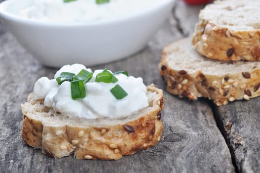 Mini sandwich with a cottage cheese