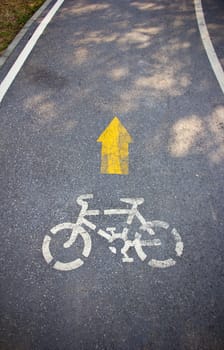 an image of a bike road sign and arrow