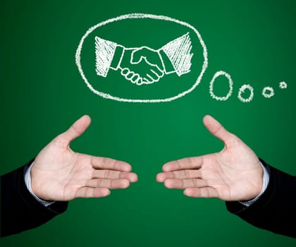 Concept of business people who have a need for cooperation in joint venture and sales.