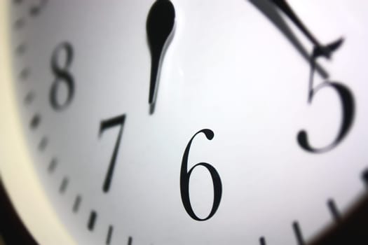 Clock face and hands closeup