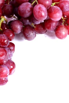 Red grapes with white copy space