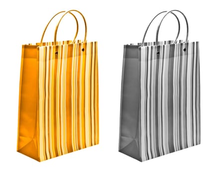 orange packet and black and white packet isolated on white background