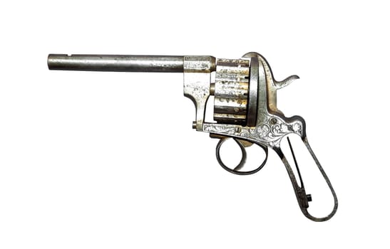 old pistol isolated on white background