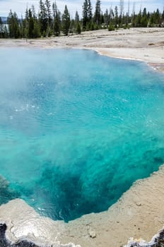 sulfur and geysers in Yellowstone National Park