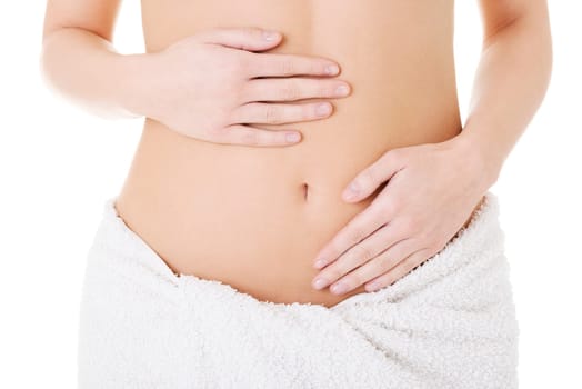 Hand on fit belly