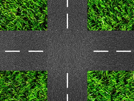 A bitumen road isolated against a white background