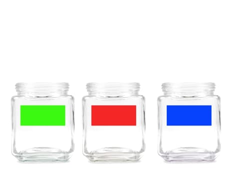 An empty jar with a blank labelisolated against a white background