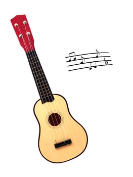 A guitar isolated against a white background