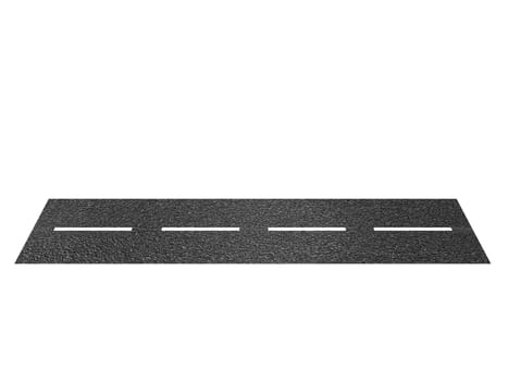 A bitumen road isolated against a white background