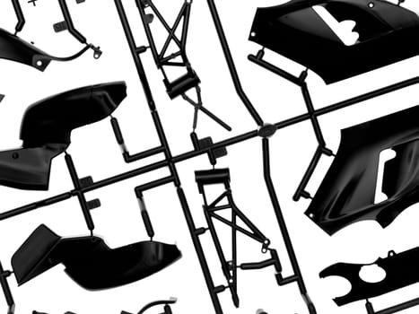 A plastic model kit on a white background