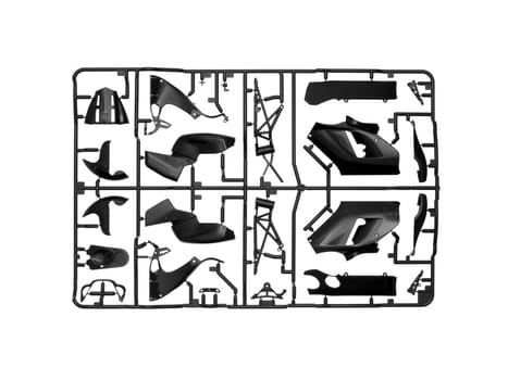 A plastic model kit on a white background