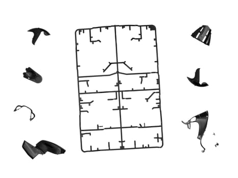 A plastic model kit on a white background