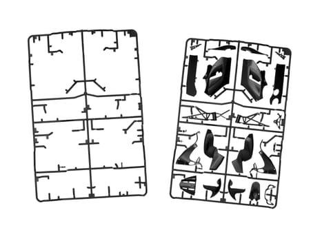 A plastic model kit on a white background