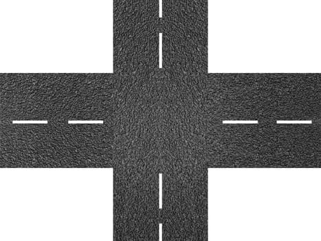 A bitumen road isolated against a white background