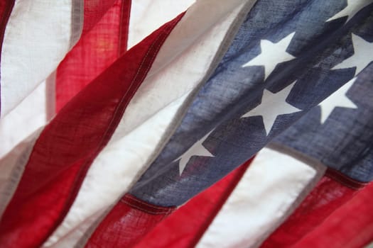 a draped fabric United States flag close up