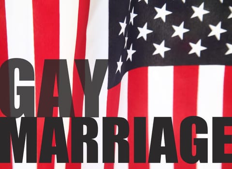 a USA flag with the words 'gay marriage'