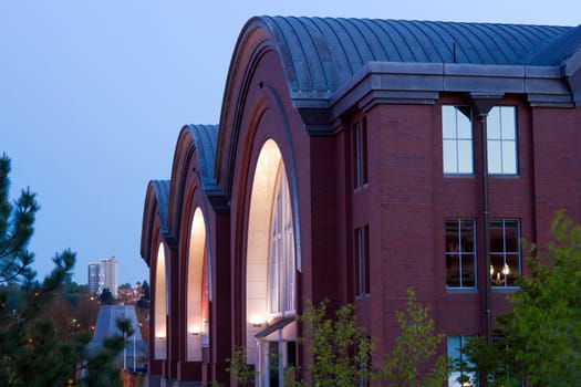 Horizontal composition of building archetecture downtown Tacoma