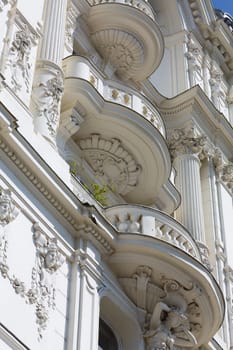 Architecture Old building,Art Nouveau building with balcony