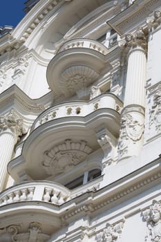 Architecture Old building,Art Nouveau building with balcony