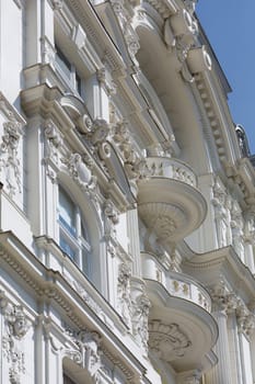 Architecture Old building,Art Nouveau building with balcony