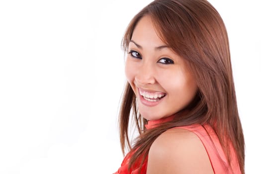 Portrait of a young beautiful asian woman isolated on white background - Asian people