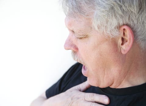 man has difficulty getting his breath