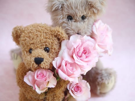 generic, well-used toys with miniature pink roses