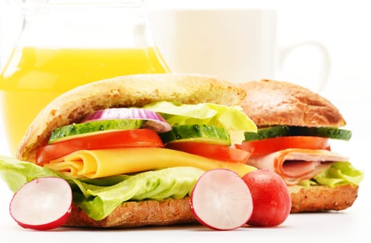 Composition with cheese sandwiches