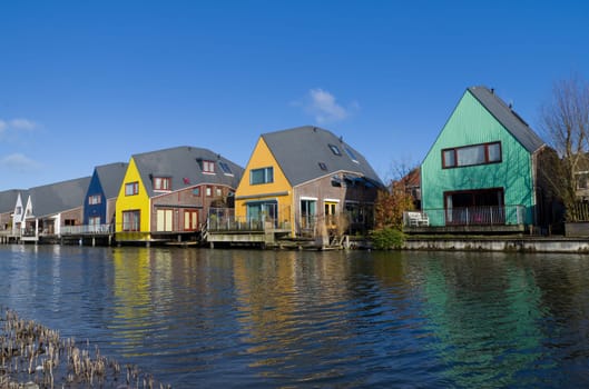 colorful houses at the island district, Almere, the youngest city in the Netherlands