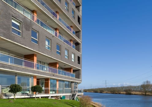 modern apartments in Almere, Netherlands at the waterfront