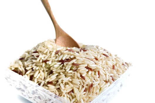 mix rice with brown rice, jasmin rice on white background