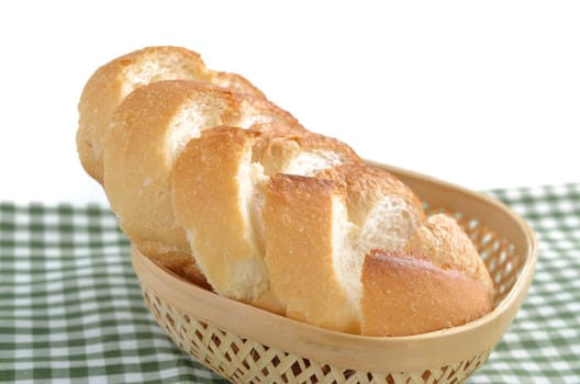 slice garlic bread in basket