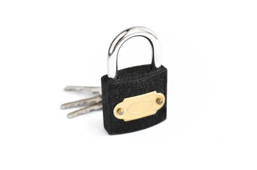 Key and padlock isolated on white