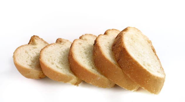 slice bread on white background