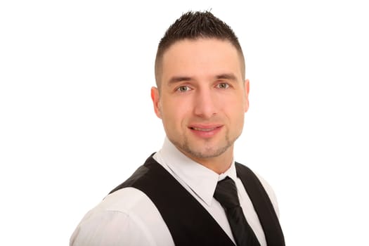 The photo shows a young businessman who was taken in application format.