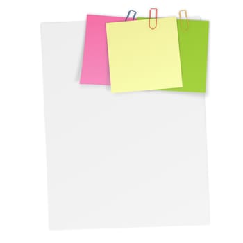 Sheet of paper with a sticky note attached