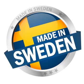 Button with banner " MADE IN SWEDEN """